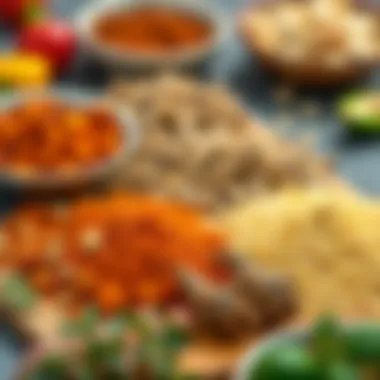 A variety of spices and herbs used in airfryer recipes