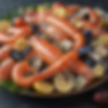 Elegant Fresh Seafood Arrangement Fresh seafood arranged elegantly, a key component in Mediterranean cuisine