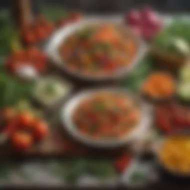 Vibrant Mediterranean Spread A vibrant Mediterranean spread featuring fresh vegetables and herbs