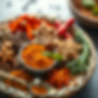Enhancing Dishes with Aromatic Spices An array of spices and herbs to enhance flavors