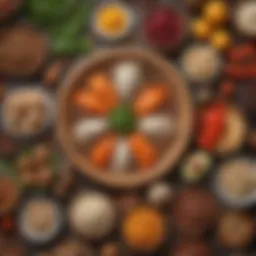An assortment of traditional ingredients used in Aşure