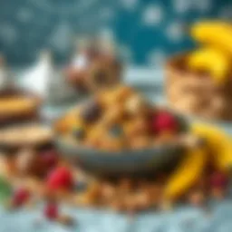 A beautifully arranged bowl of Ashura topped with nuts and fruits