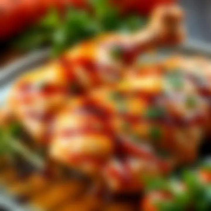 Marinated Chicken with Fresh Herbs A close-up of marinated chicken ready for grilling with fresh herbs