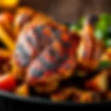 Sizzling grilled chicken showcasing perfect char and juicy texture