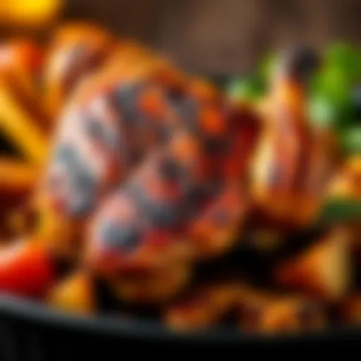 Sizzling grilled chicken showcasing perfect char and juicy texture