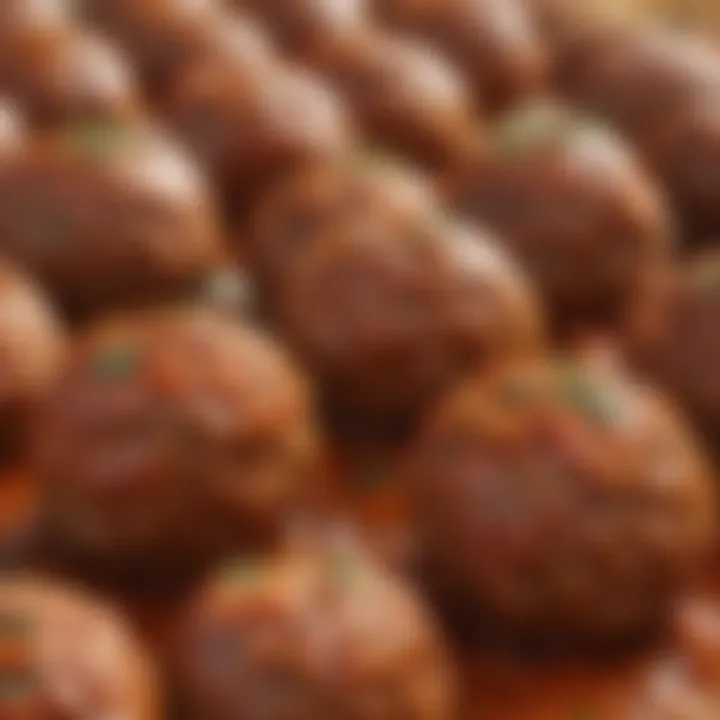 A close-up of the rich filling of Turkish meatballs