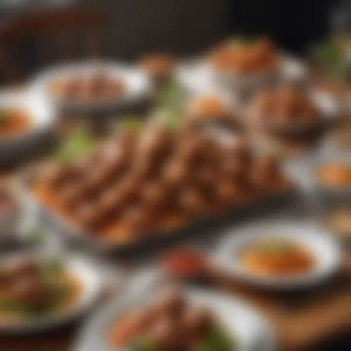 A beautifully set table featuring various sides for stuffed meatballs