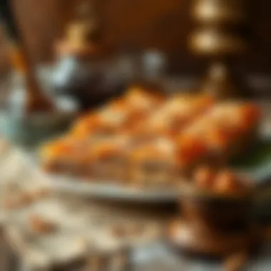 Presentation of traditional Turkish baklava