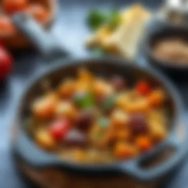 Healthy meal prepared in a non-stick ceramic skillet