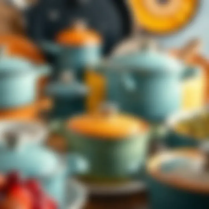 Assorted ceramic cookware showcasing vibrant colors