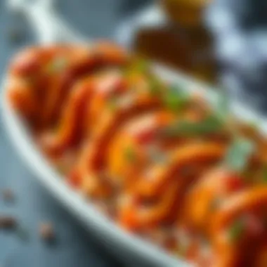 Close-up shot of Bez Sucuk with fresh herbs and spices, emphasizing its flavors.