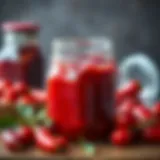 A vibrant jar of Bim acı biber salçası showcasing its rich red color