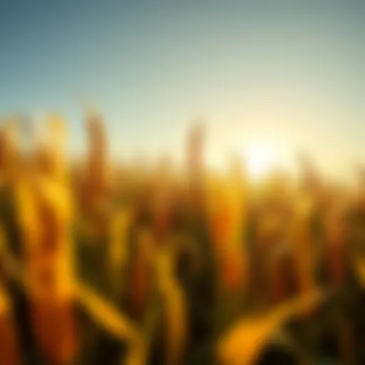 Golden corn fields reflecting sunlight