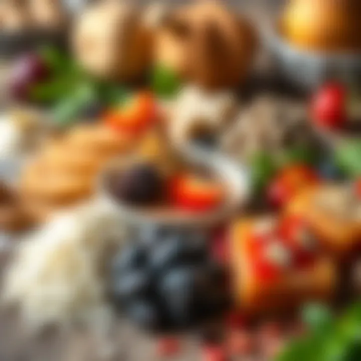A variety of ingredients for making different helva types
