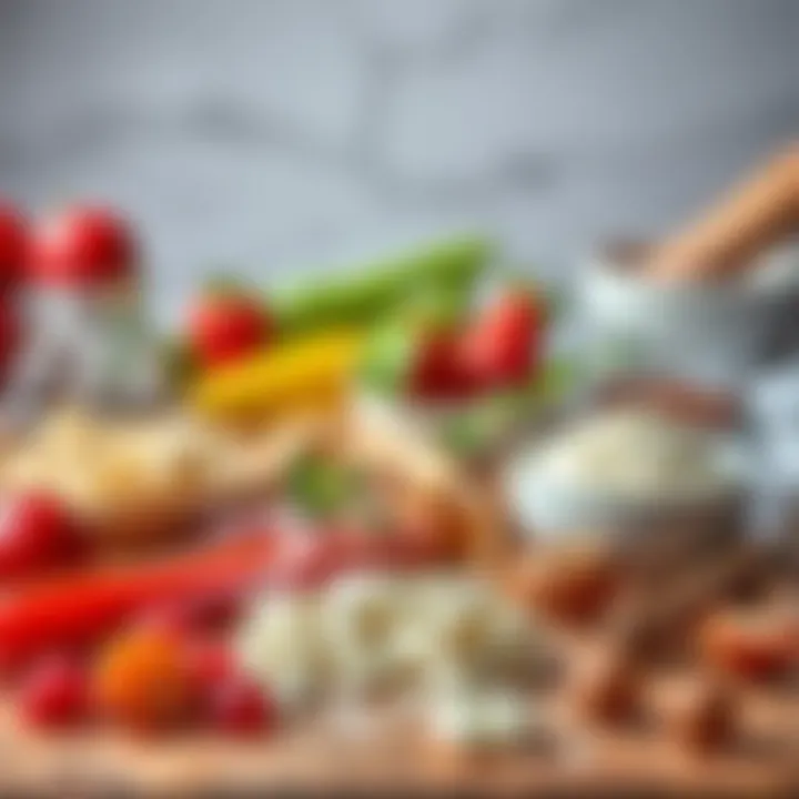 An array of colorful ingredients laid out for cake preparation
