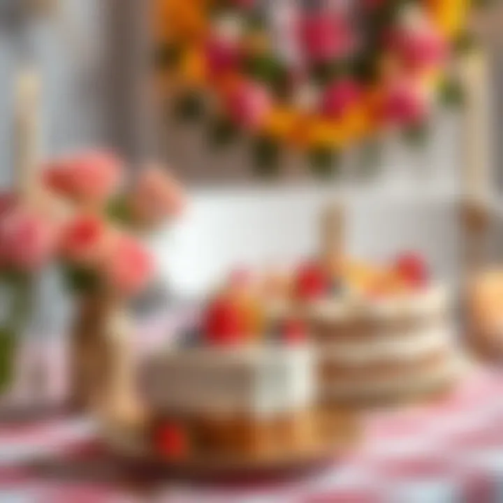 Elegant birthday cake presentation on a festive table