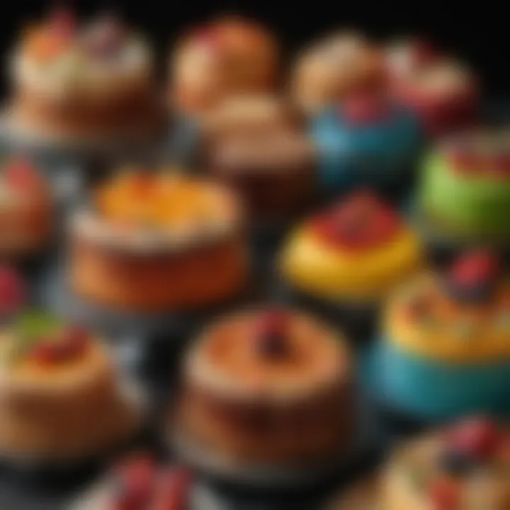 A vibrant assortment of boutique cakes reflecting different cultural influences