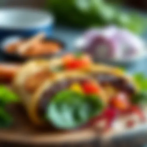 A close-up view of Çınar tantuni showcasing its vibrant ingredients