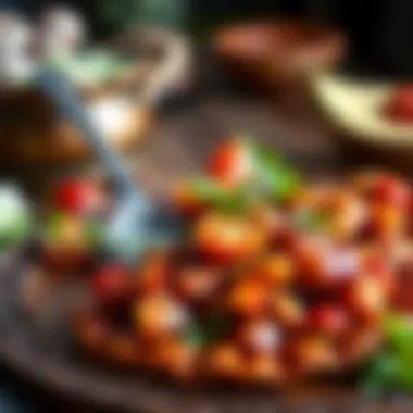 Traditional serving of Çınar tantuni with fresh herbs and spices