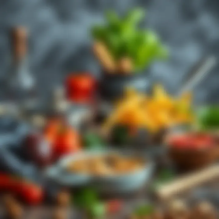 Cooking utensils and ingredients for Cipura preparation