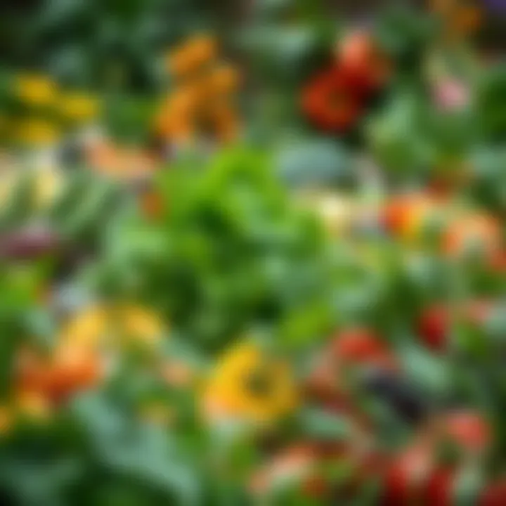 Lush garden filled with colorful vegetables