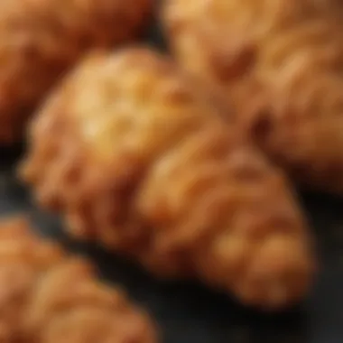 A close-up of crispy fried chicken skin