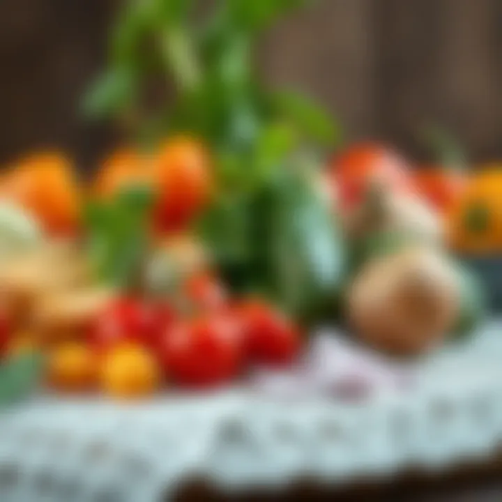 An assortment of fresh ingredients used in Dicle cuisine