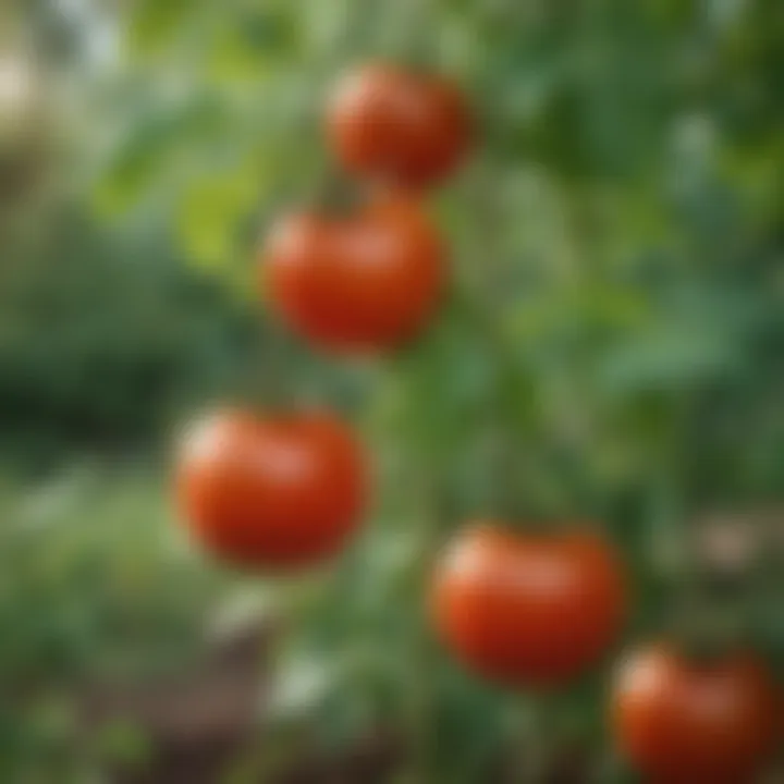 Close-up of tomato plant care techniques