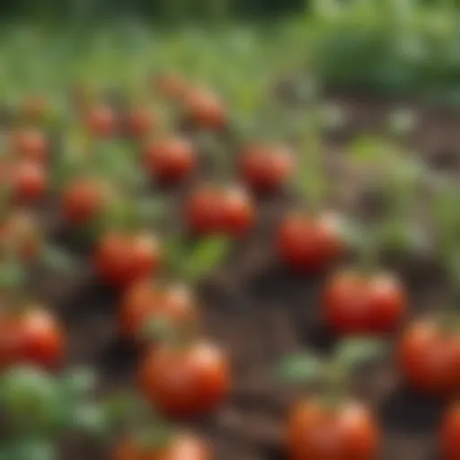 Healthy tomato seedlings in a garden