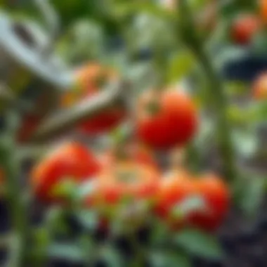 Watering can pouring water on tomato plants