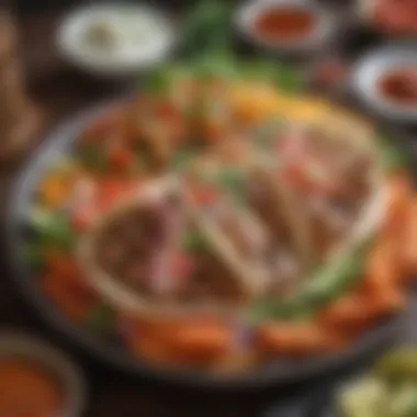 Traditional Döner Presentation A beautifully arranged plate of traditional döner with fresh vegetables and sauces