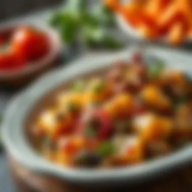 Delicious healthy dish garnished with herbs and spices