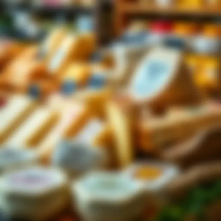 Selection of Ezine cheese varieties from a local market