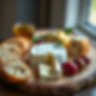Ezine cheese being paired with fresh bread and olives
