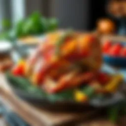 A beautifully roasted turkey leg garnished with herbs