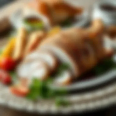 An elegant serving of sliced turkey leg on a platter