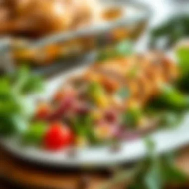 A fresh salad complementing the baked turkey dish