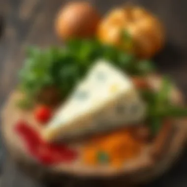 Fresh Triangle Cheese with Herbs Fresh triangle cheese presented with herbs and spices