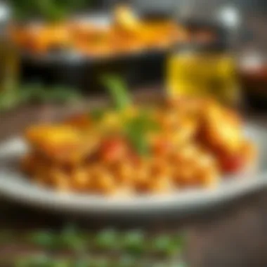 A beautifully plated oven casserole served with herbs and spices