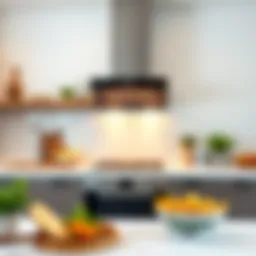 Modern kitchen with a stylish oven hood set