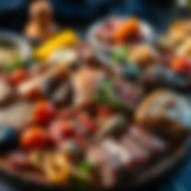 A variety of meats arranged beautifully for a rich casserole