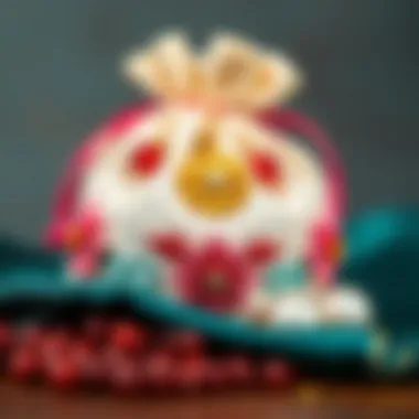 Personalized Touches on Bridal Pouch A personalized bridal pouch with unique embellishments and colors.