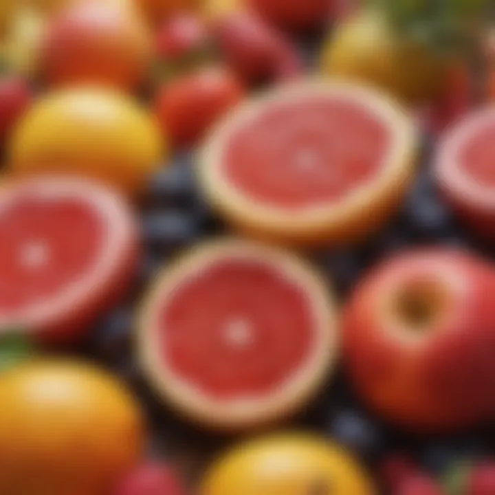 A close-up of ripe fruits, showcasing their natural glucose content.