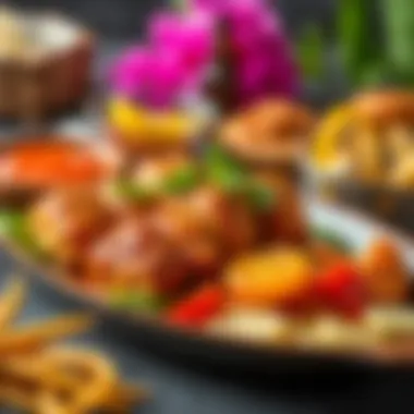 Artistic Presentation of Iftar Dish A chef's artistic presentation of an iftar dish