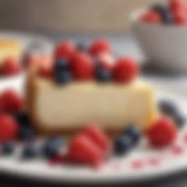 Delicious cheesecake slice with fresh berries on top