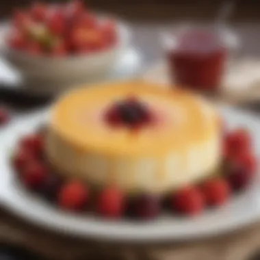 Elegant cheesecake presentation on a decorative plate