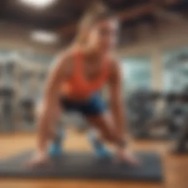 Person exercising in a vibrant gym environment