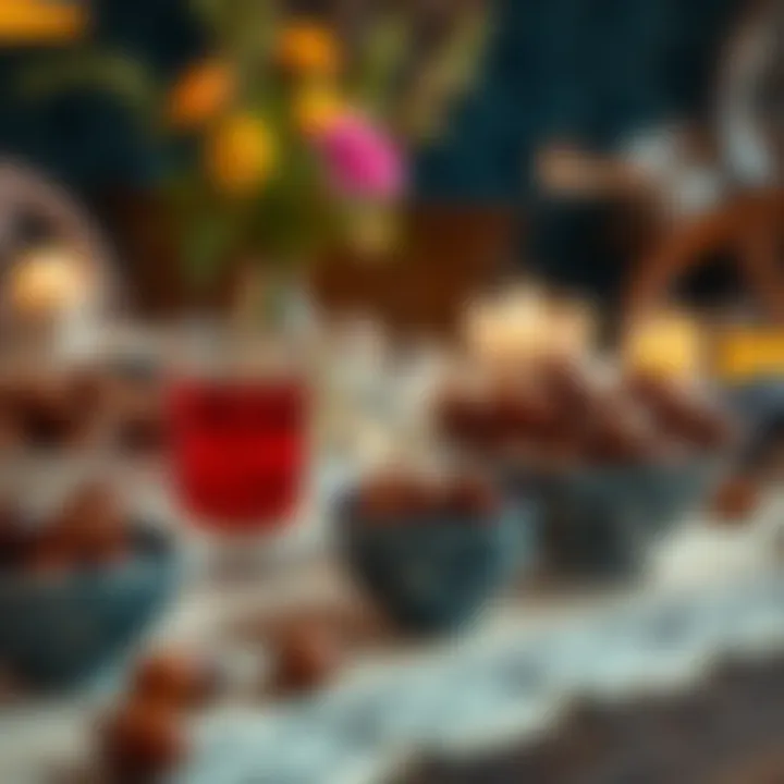 A beautifully set table with dates and water for breaking fast