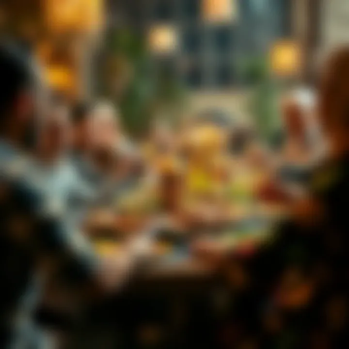 Guests enjoying a festive Iftar meal together