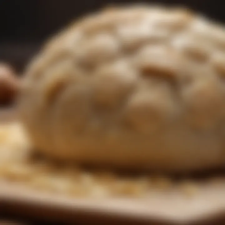 Close-up of dough texture achieved with a kneading machine